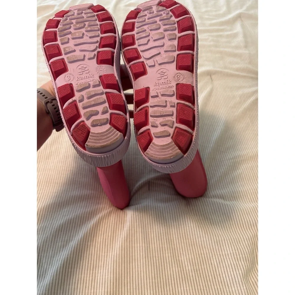 Kamik Youth Girls Size 3 Rubber Rain Boots Pink Anti Odor Wellies‎ Outdoors Play